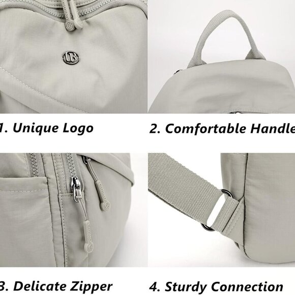 Mini Backpack Purse for Women Nylon Small Casual Daypack Travel Work Cream main image 2